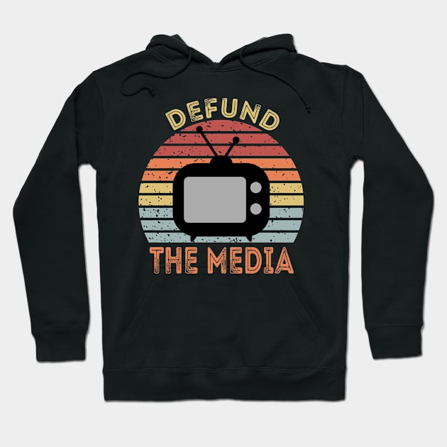 Defund The Media Retro Vintage Hoodie by DragonTees